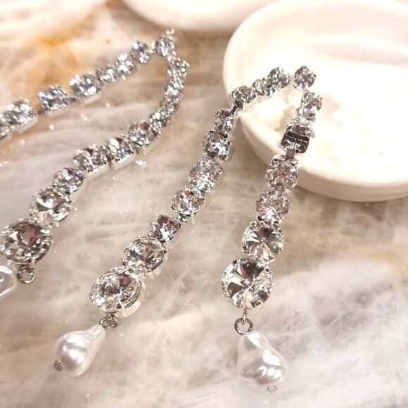 Zara Silver and Pearl Drop Earrings - Picture 6 of 10